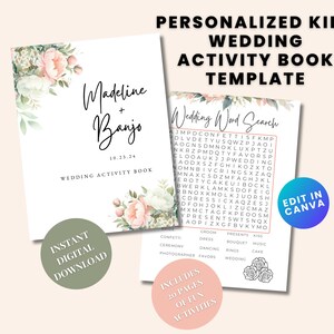 Wedding Coloring Book Wedding Activity Book for Kids Table Wedding Coloring Page Kids Table Activity Printable Personalized Wedding Template