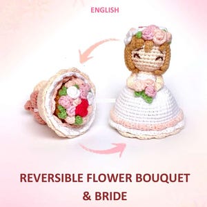 Reversible Flower Bouquet Pattern, Double Sided Crochet Flowers, DIY Wedding Bouquet Tutorial, Instant Download PDF