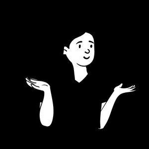May include: A person with dark hair and a neutral expression is standing with their arms outstretched, palms facing up, as if to say "I don't know".