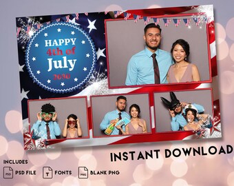 4th of July Photo Booth Template: Patriotic Party (PSD File)