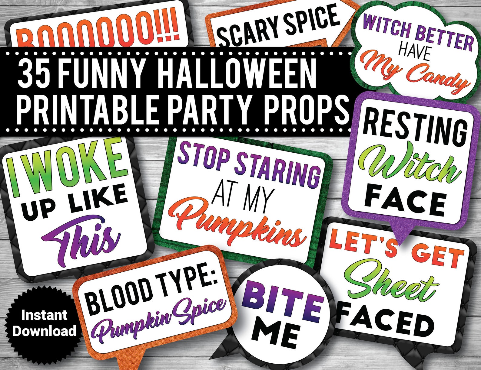 35 Funny Halloween Photo Booth Props PRINTABLE Props | Etsy