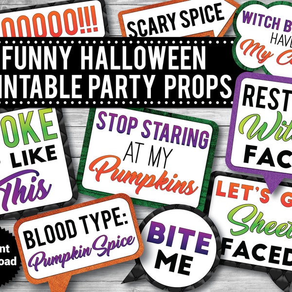 35 -  Funny Halloween Photo Booth Props, PRINTABLE Props, Funny Adult Props, Drinking props, INSTANT DOWNLOAD