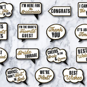Black and Gold Wedding Photo Booth Props: 30 Printable Signs (Instant Download) image 3