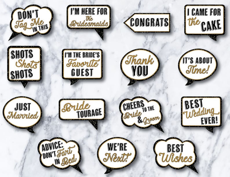 30 PRINTABLE Wedding Photo Booth Props INSTANT DOWNLOAD | Etsy