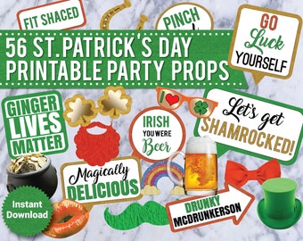 St. Patrick's Day Photo Booth Props: Irish Party Decorations (Printable)