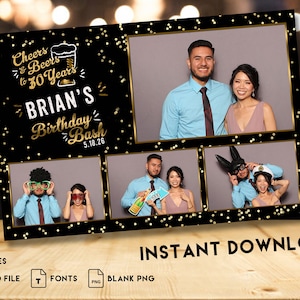 Cheers and Beers Photo Booth Template / Cheers to 30 Years / Cheers to 40 Years / Photo Booth Party Template