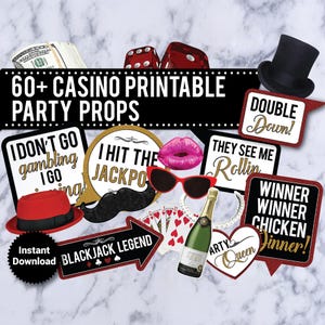 60+ Casino Theme PRINTABLE Photo Booth Props, Adult props, Funny, Vegas Party, Poker, Party Props, photo booth signs, ZOOM PROPS