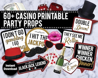 60+ Casino Theme PRINTABLE Photo Booth Props, Adult props, Funny, Vegas Party, Poker, Party Props, photo booth signs, ZOOM PROPS