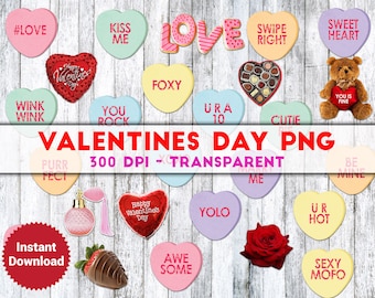 Valentine's Day Clipart: Candy Hearts PNG Files (Digital Download)
