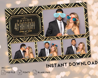 Black and Gold Photo Booth Template: Gatsby, Wedding, Birthday (PSD File)