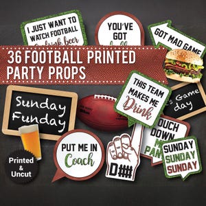 36 Football Photo Booth Props: Super Bowl Party (Printable)