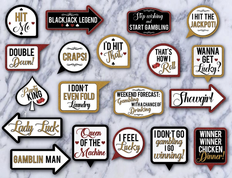 60 Casino Theme PRINTABLE Photo Booth Props Adult Props Etsy