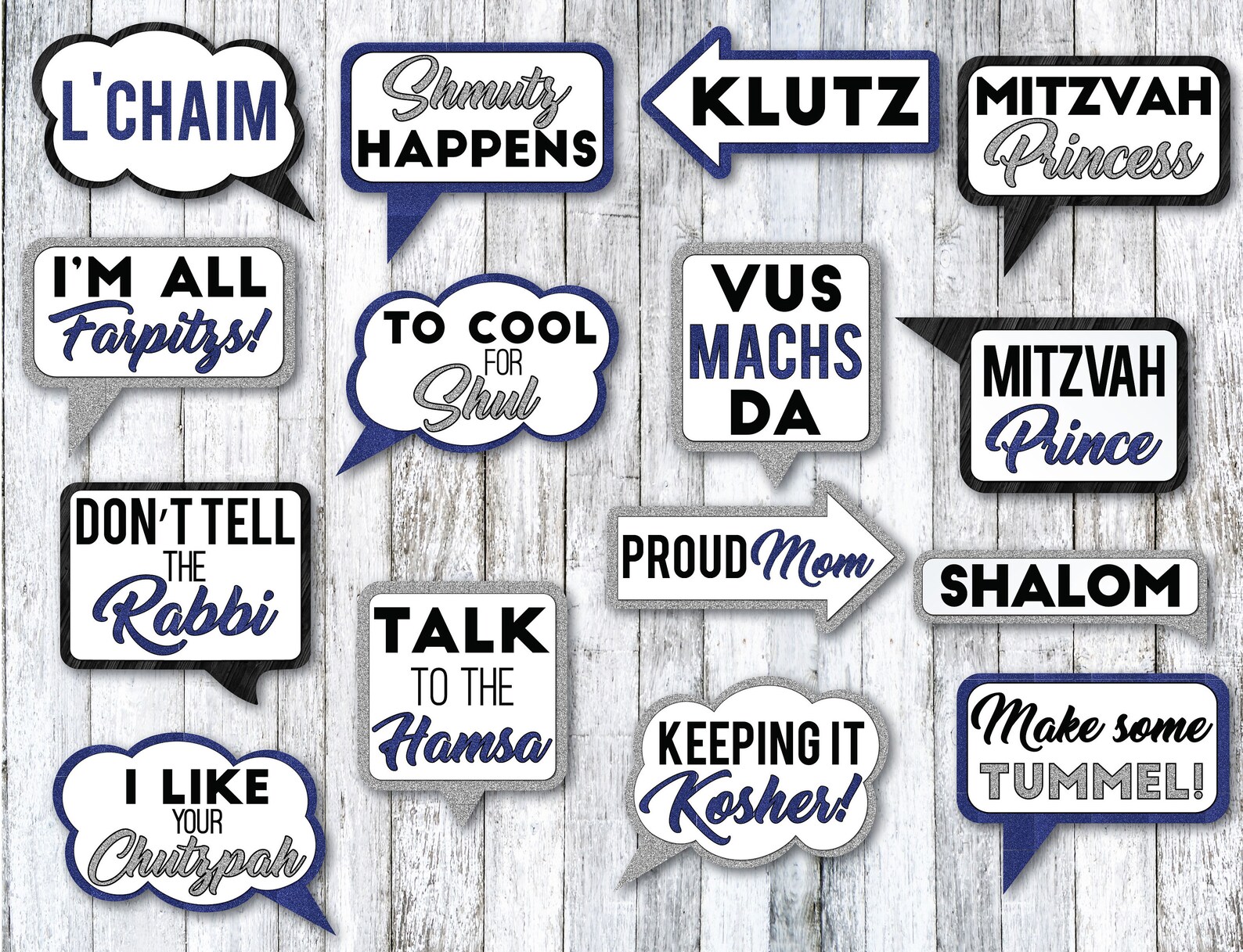 30 Funny Bar Mitzvah Bat Mitzvah Props PRINTED & UNCUT Etsy