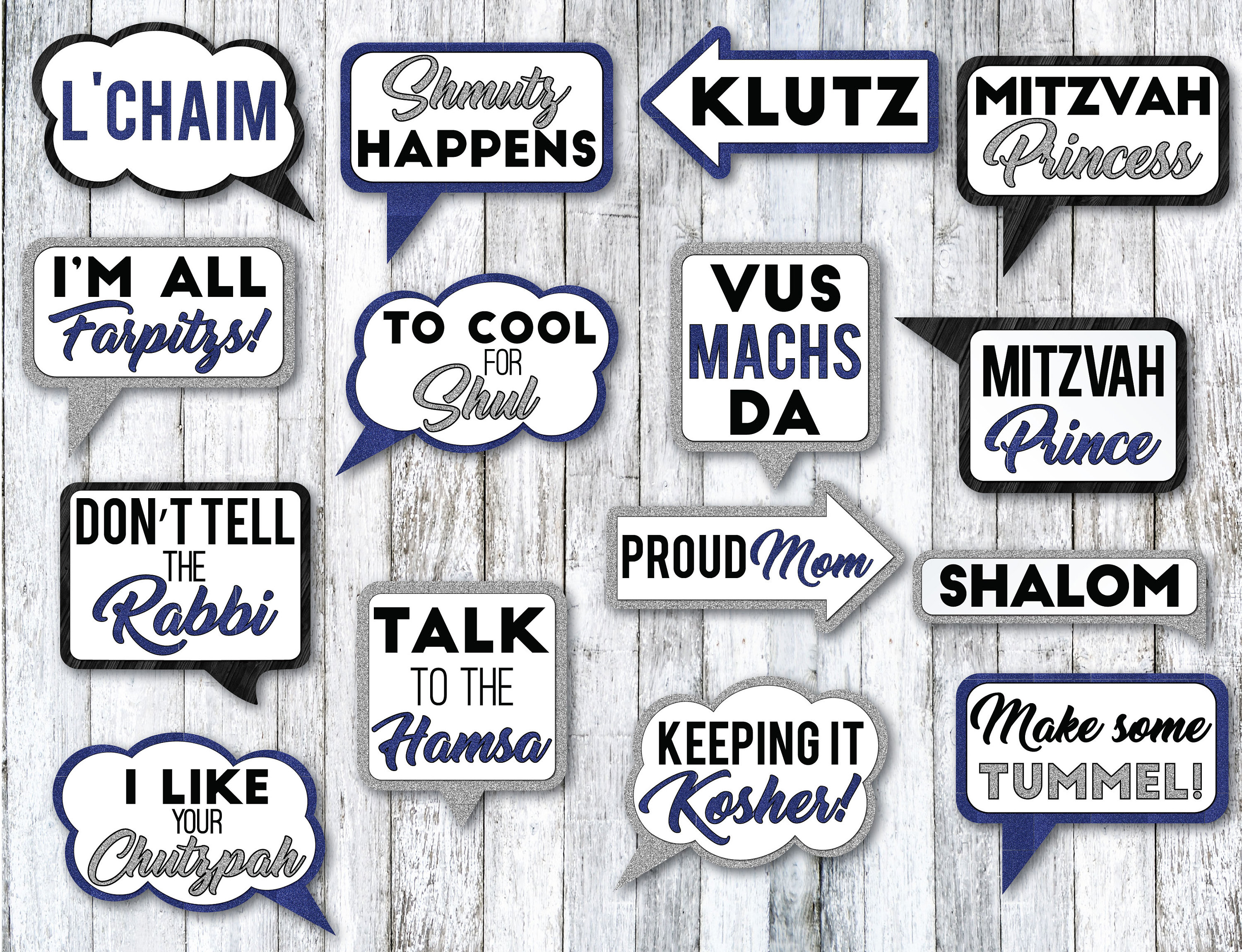 30 Funny Bar Mitzvah Bat Mitzvah Props PRINTED & UNCUT Etsy