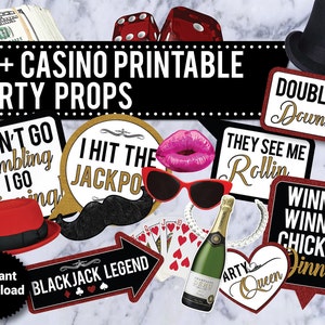 60+ Casino Theme PRINTABLE Photo Booth Props, Adult props, Funny, Vegas Party, Poker, Party Props, photo booth signs, ZOOM PROPS