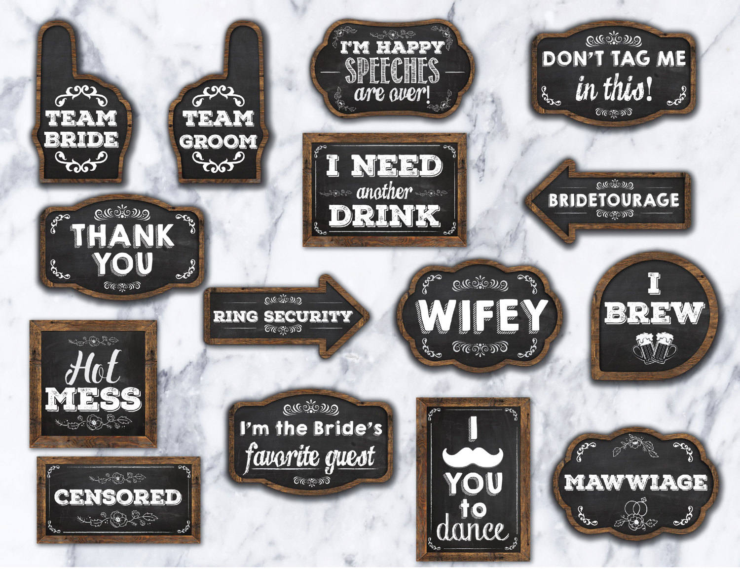 30 PRINTABLE Wedding Photo Booth Props INSTANT DOWNLOAD | Etsy