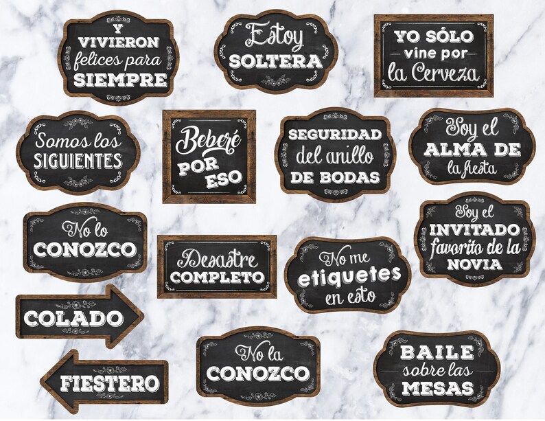 30 SPANISH Wedding Photo Booth Propsprinted & UNCUT Etsy