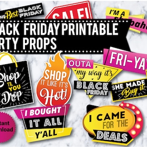 Black Friday Photo Booth Props PRINTABLE, Friendsgiving Props, Funny Thanksgiving Photo Props, Shopping Props - INSTANT DOWNLOAD