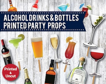 21 Adult Drinking Alcohol Photo Booth Props, PRINTED & UNCUT, Liquor, 21st Birthday, Bachelorette party