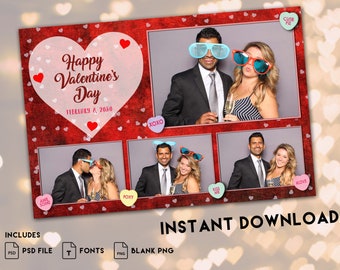 Valentine's Day Photo Booth Template 4x6 (PSD File)