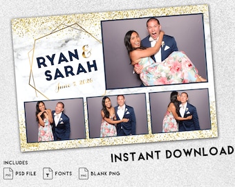 Gold & White Wedding Photo Booth Template (4x6 PSD File)