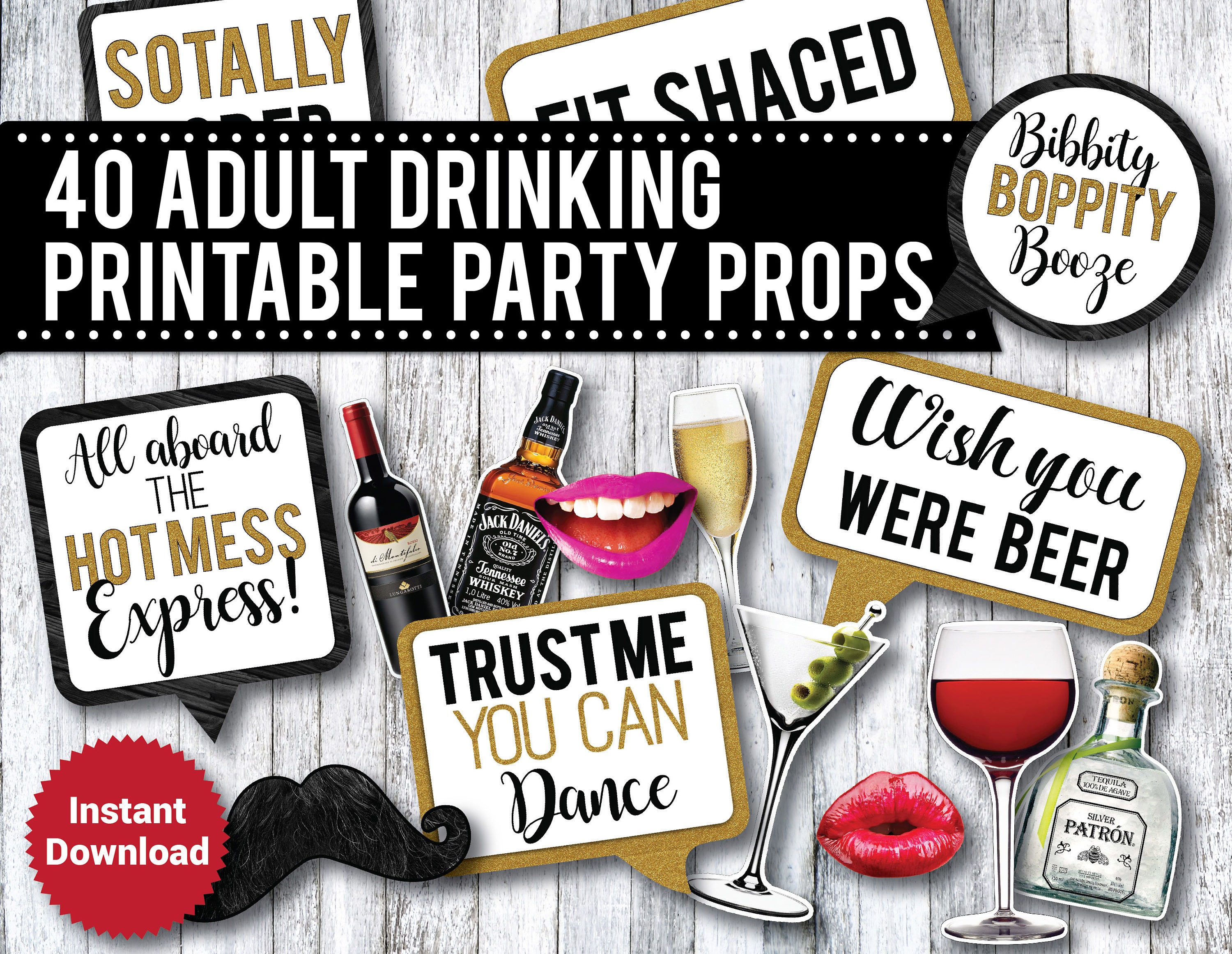 40 printable adult drinking photo booth props liquor photo etsy