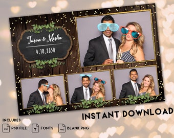 Eucalyptus Wedding Photo Booth Template 4x6 (PSD File)