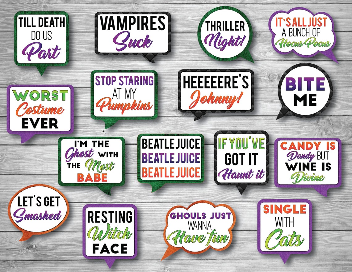 35 Funny Halloween Photo Booth Props PRINTED & UNCUT Funny Etsy