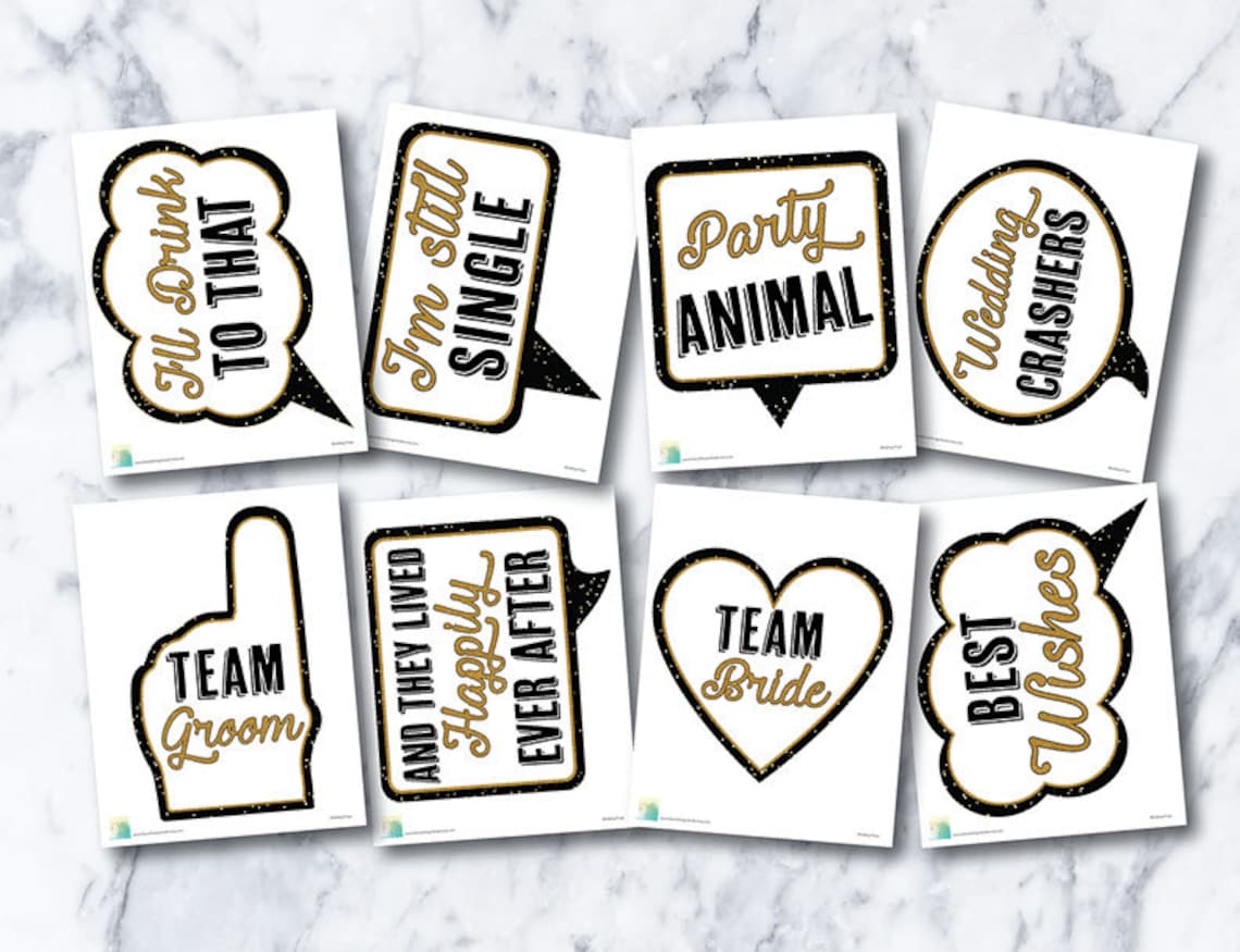 30 PRINTABLE Wedding Photo Booth Props INSTANT DOWNLOAD | Etsy