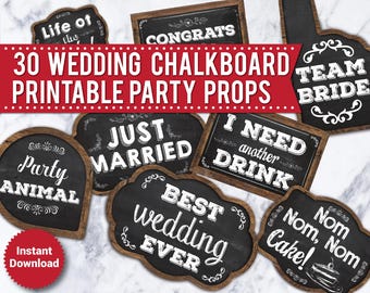 Rustic Wedding Photo Booth Props: Chalkboard Signs (Digital Download)