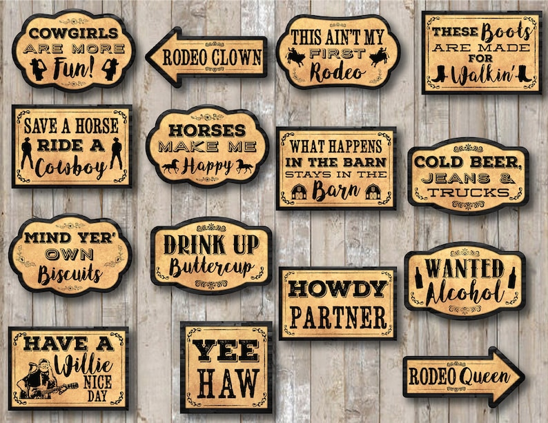 30 PRINTABLE Western Rustic Photo Booth Props Country Etsy