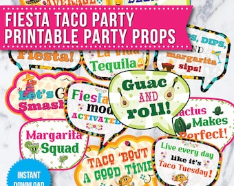 Fiesta Photo Booth Props: Cinco de Mayo Party Printables (Digital Download)