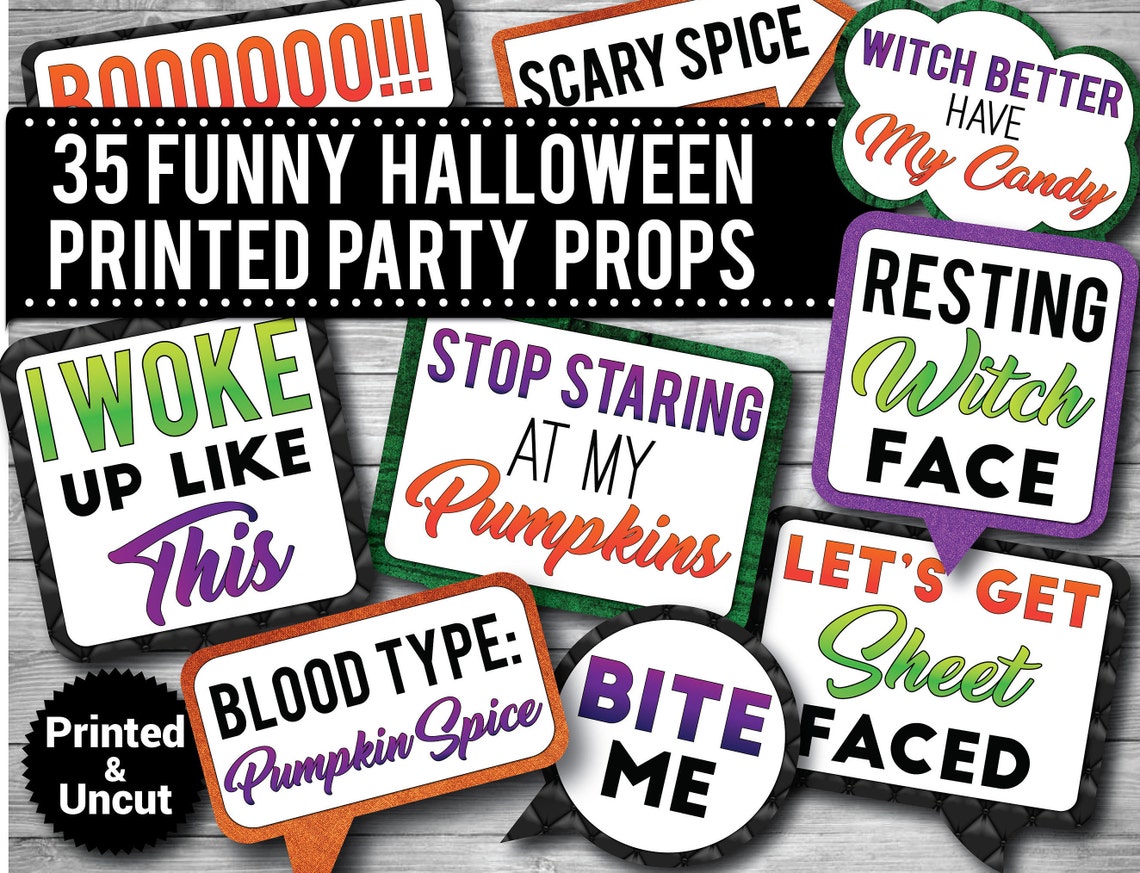 35 Funny Halloween Photo Booth Props PRINTED & UNCUT Funny Etsy