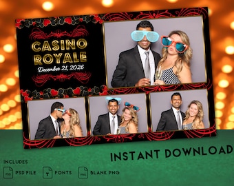 Casino Photo Booth Template: Royale Party Design (4x6) (PSD File)