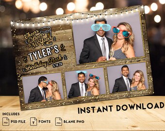 Rustic Cheers and Beers Photo Booth Template (PSD File)