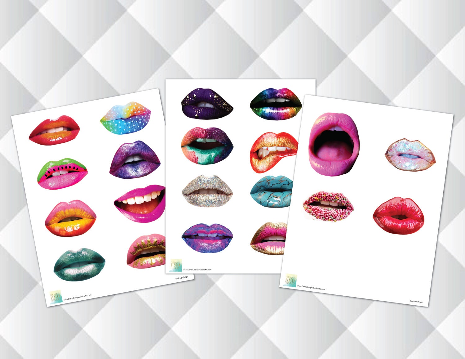 20 Lush Lips Photo Booth PRINTABLE Props Funny Mouth - Etsy