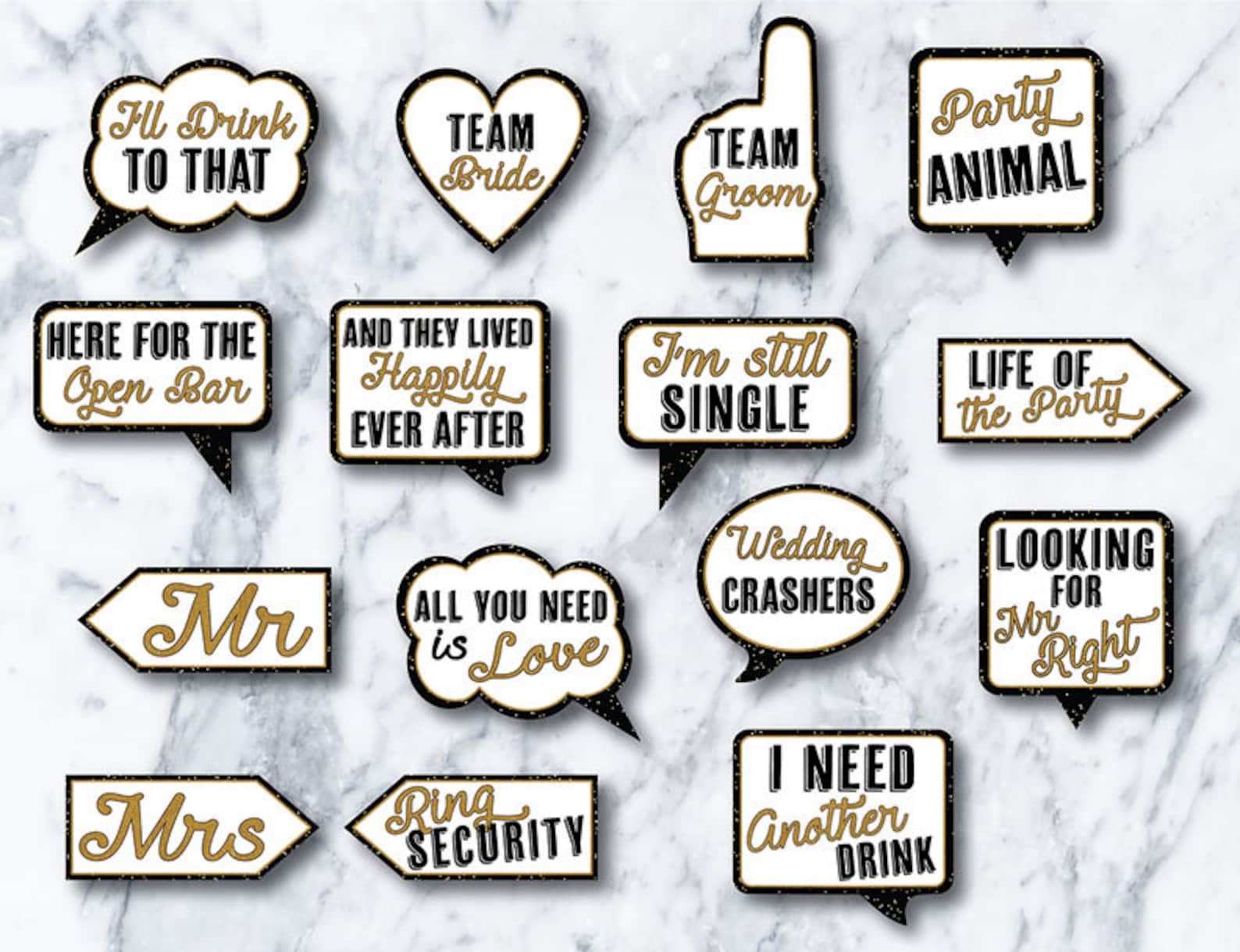 30 PRINTABLE Wedding Photo Booth Props INSTANT DOWNLOAD | Etsy
