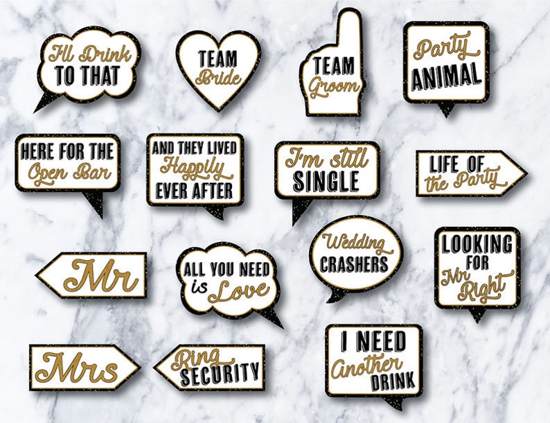 30 PRINTABLE Wedding Photo Booth Props INSTANT DOWNLOAD | Etsy
