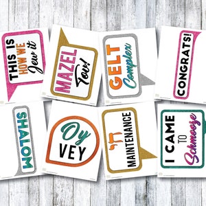30 Funny Bat Mitzvah Props, PRINTED & UNCUT, Jewish Props, Hebrew, 13th Girl Birthday image 4