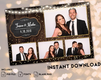 Chalkboard Wedding Photo Booth Template: 4x6 Bridal Shower (PSD File)