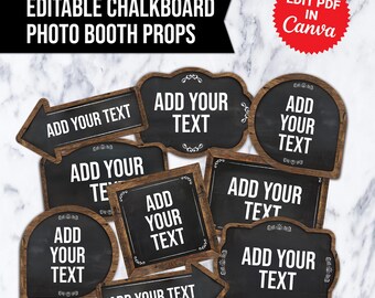Editable Chalkboard Photo Booth Props: DIY Printable Party Fun (PDF Download)