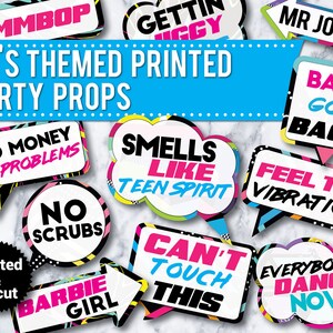 30 -  90's Party Photo Booth Props Signs, PRINTED & UNCUT, 30th birthday, 40th birthday, 50th birthday, funny photo booth signs