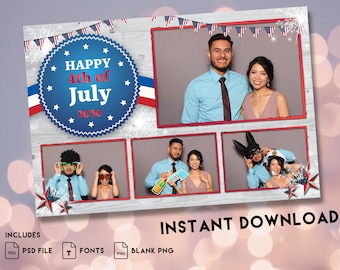 4th of July Photo Booth Template: Patriotic Party (PSD File) (Digital Download)