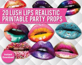 Lush Lips Photo Booth Props: Funny Mouths (Printable Digital Download)