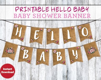 Burlap Baby Shower Banner: Vintage Floral Decor (Printable)