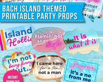PRINTABLE Island Themed Photo Booth Props, Instant Download, Bachelorette Party, Island Party, Girls Night Out, Bach Island