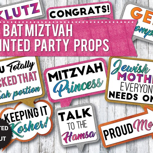 30 Funny Bar Mitzvah Bat Mitzvah Props PRINTED & UNCUT Etsy