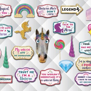 40+ Unicorn Party Photo Booth PRINTABLE Props, Unicorn Props, Unicorn ...
