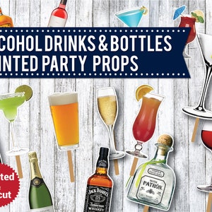 21 Adult Drinking Alcohol Photo Booth Props, PRINTED & UNCUT, Liquor, 21st Birthday, Bachelorette party