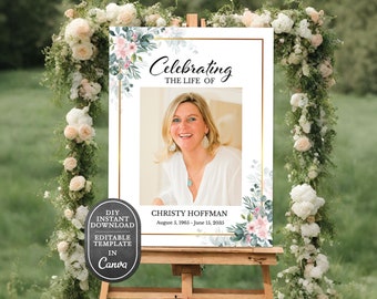 Editable Memorial Sign: Celebration of Life Template (Digital Download)